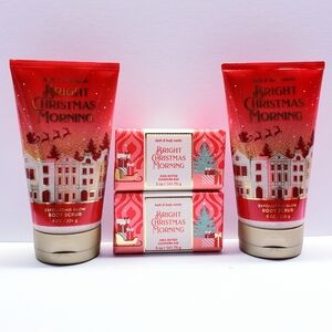 Bath & Body Works BRIGHT CHRISTMAS MORNING Exfoliating Body Scrub and Bar Soap